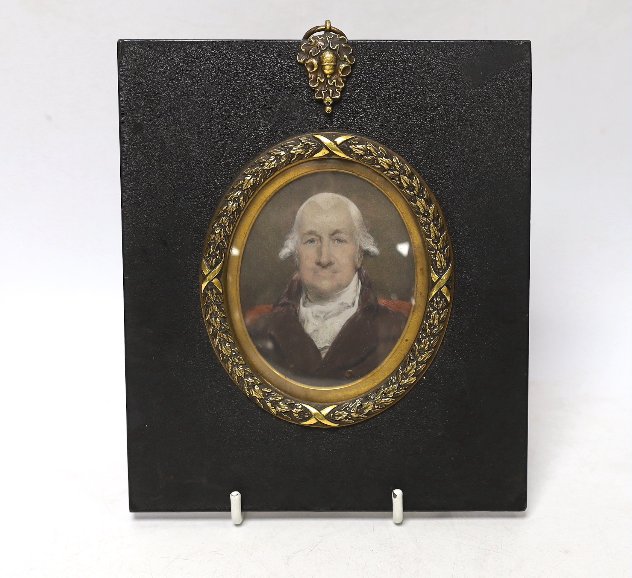 John Wright (c.1745 - 1820), oval portrait miniature of John Broadley Wilson, son of John Wilson, Capt RN, inscribed in ink verso, 7.5cm